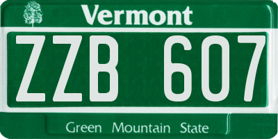 VT license plate ZZB607