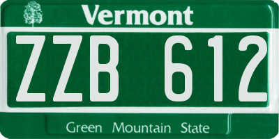VT license plate ZZB612