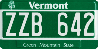 VT license plate ZZB642