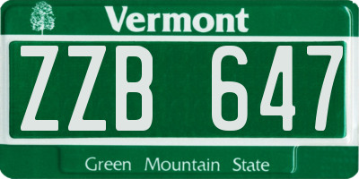 VT license plate ZZB647