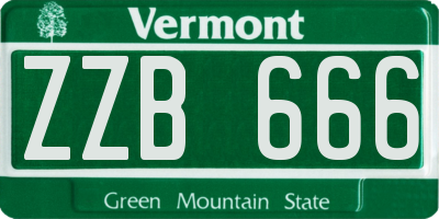 VT license plate ZZB666