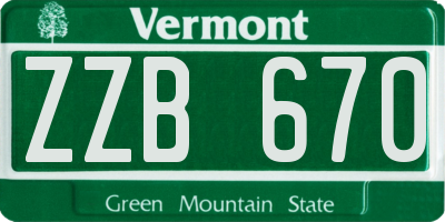 VT license plate ZZB670