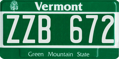 VT license plate ZZB672