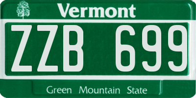 VT license plate ZZB699
