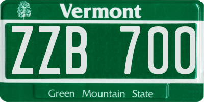 VT license plate ZZB700