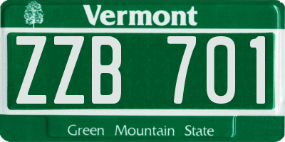 VT license plate ZZB701