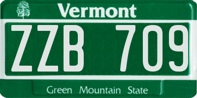 VT license plate ZZB709