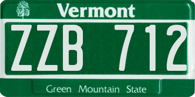 VT license plate ZZB712