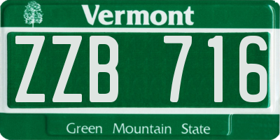 VT license plate ZZB716