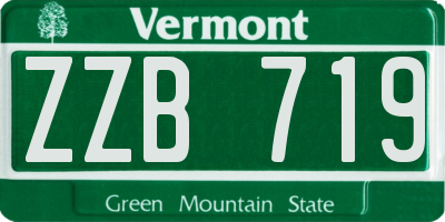 VT license plate ZZB719