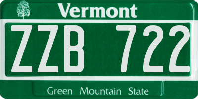 VT license plate ZZB722