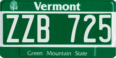 VT license plate ZZB725