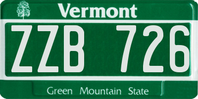VT license plate ZZB726