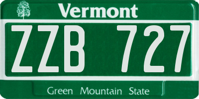 VT license plate ZZB727