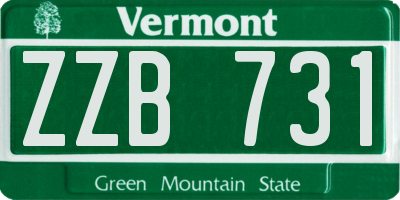 VT license plate ZZB731