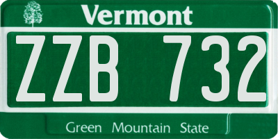 VT license plate ZZB732