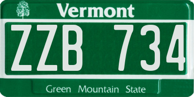 VT license plate ZZB734