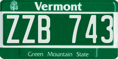 VT license plate ZZB743