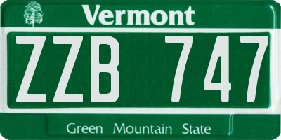 VT license plate ZZB747