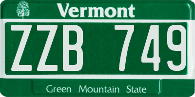 VT license plate ZZB749