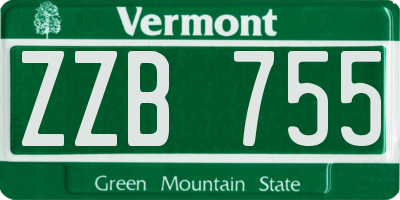 VT license plate ZZB755