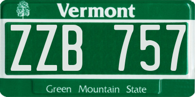 VT license plate ZZB757