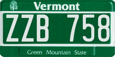 VT license plate ZZB758