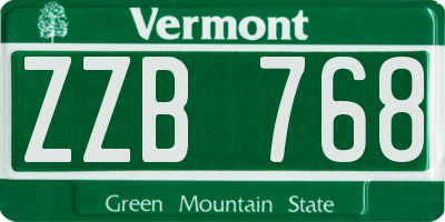 VT license plate ZZB768