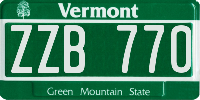 VT license plate ZZB770