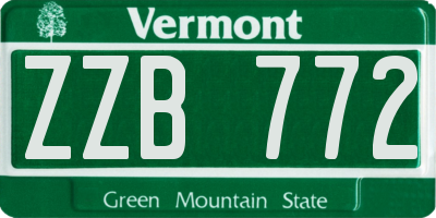 VT license plate ZZB772