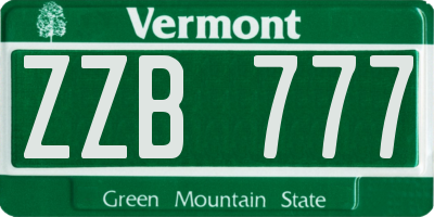 VT license plate ZZB777