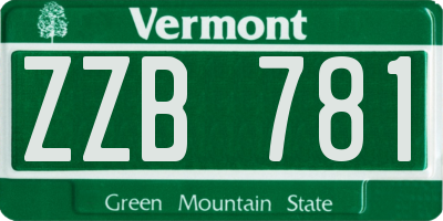 VT license plate ZZB781