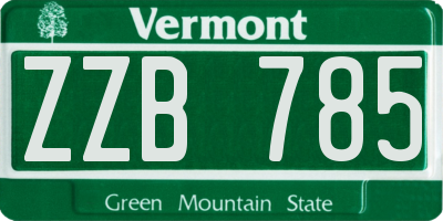 VT license plate ZZB785