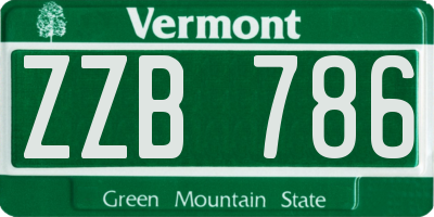 VT license plate ZZB786