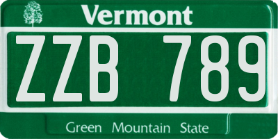 VT license plate ZZB789