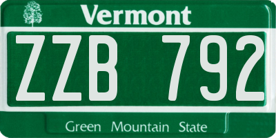 VT license plate ZZB792