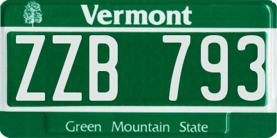 VT license plate ZZB793