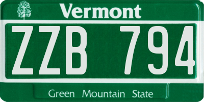 VT license plate ZZB794