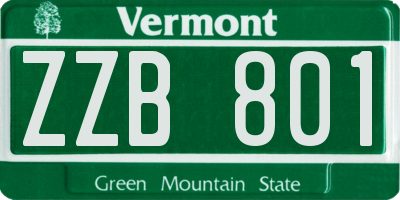 VT license plate ZZB801