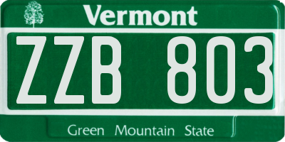 VT license plate ZZB803