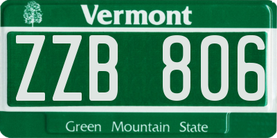 VT license plate ZZB806