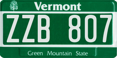 VT license plate ZZB807