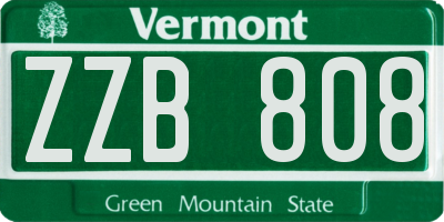 VT license plate ZZB808