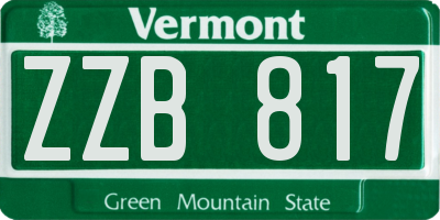 VT license plate ZZB817