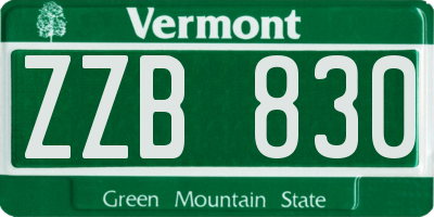 VT license plate ZZB830