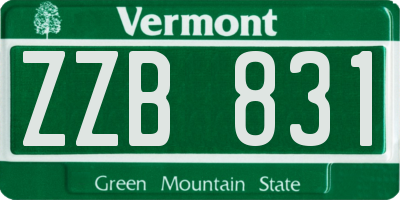 VT license plate ZZB831