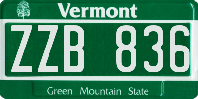 VT license plate ZZB836
