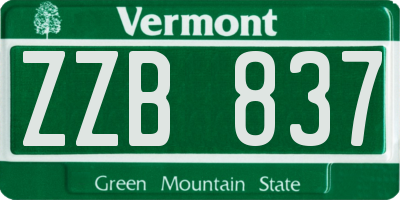 VT license plate ZZB837
