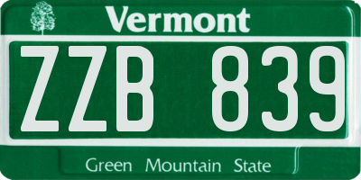 VT license plate ZZB839
