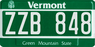 VT license plate ZZB848